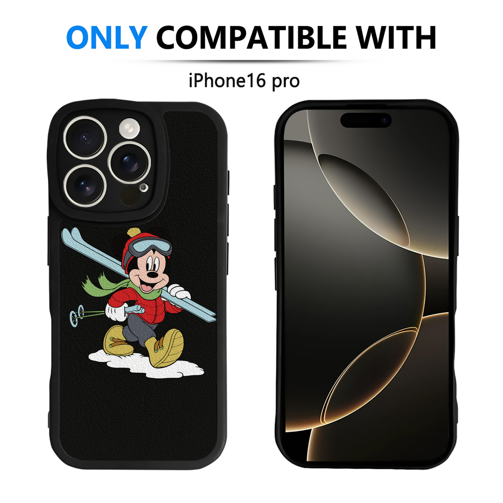 （画像用） ミッキーマウス Mickey Mouse 【iPhone 16シリーズ対応】シリコンスマホケース（レザー調） 材質：シリコン
